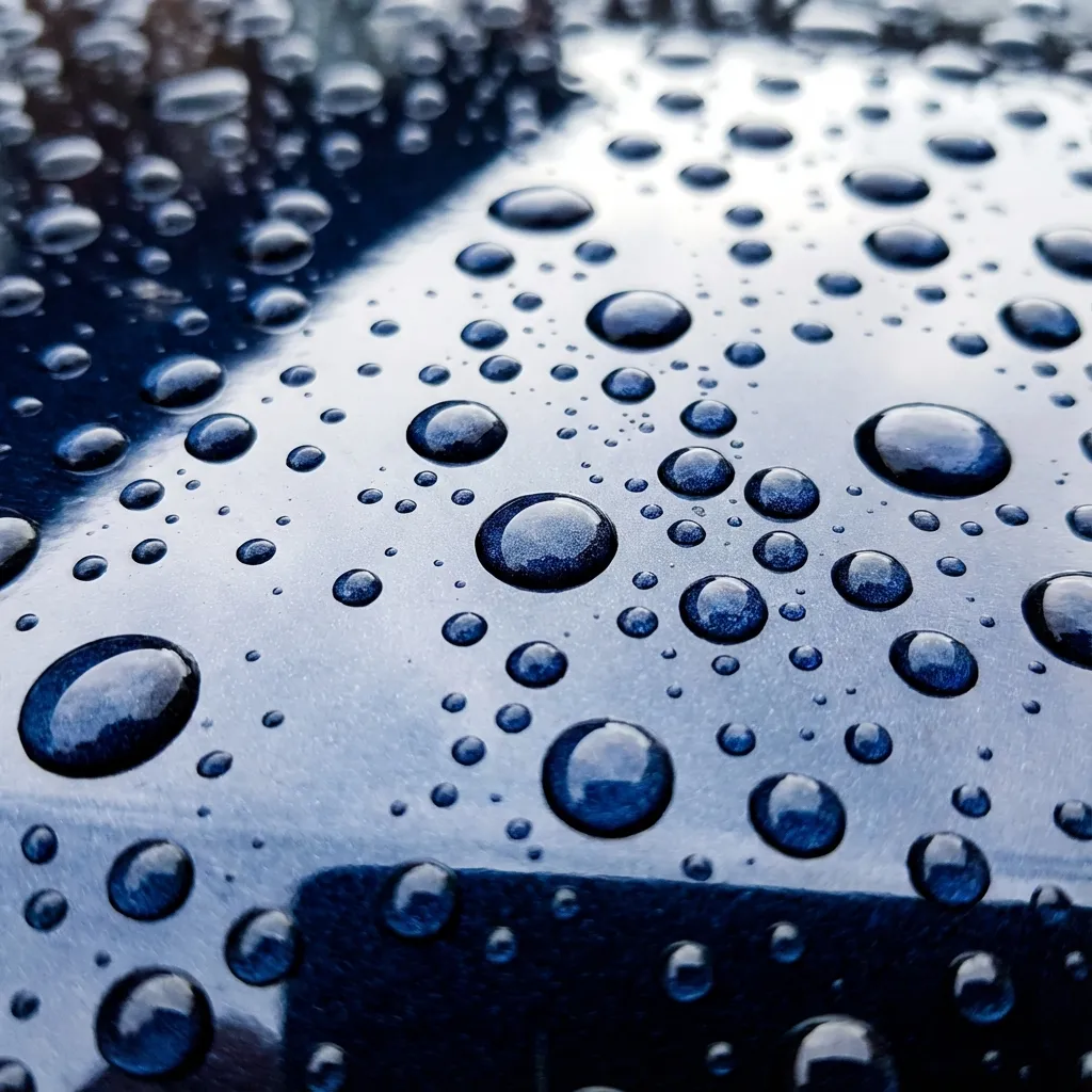 Wassertropfen beading auf Autolack